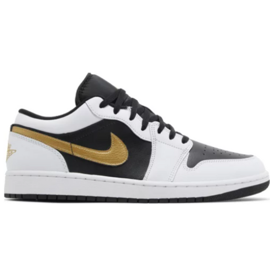 Air Jordan 1 Low White Black Metallic Gold Swoosh