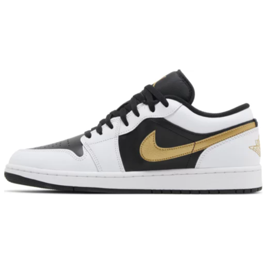 Air Jordan 1 Low White Black Metallic Gold Swoosh