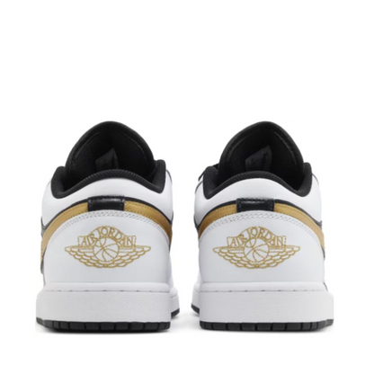 Air Jordan 1 Low White Black Metallic Gold Swoosh